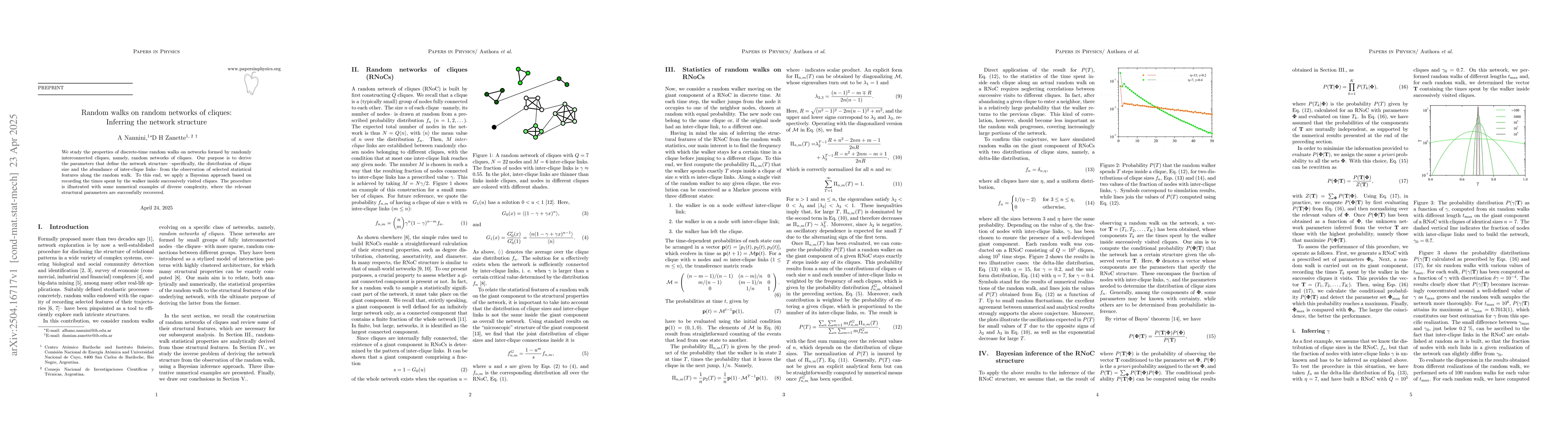 Thumbnail for Random walks on random networks of cliques: Inferring the network
  structure