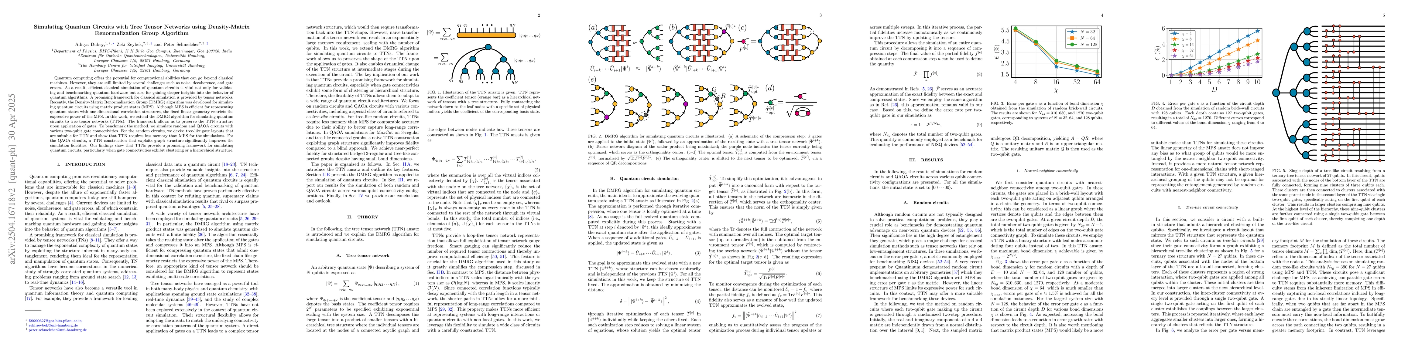 Thumbnail for Simulating Quantum Circuits with Tree Tensor Networks using
  Density-Matrix Renormalization Group Algorithm