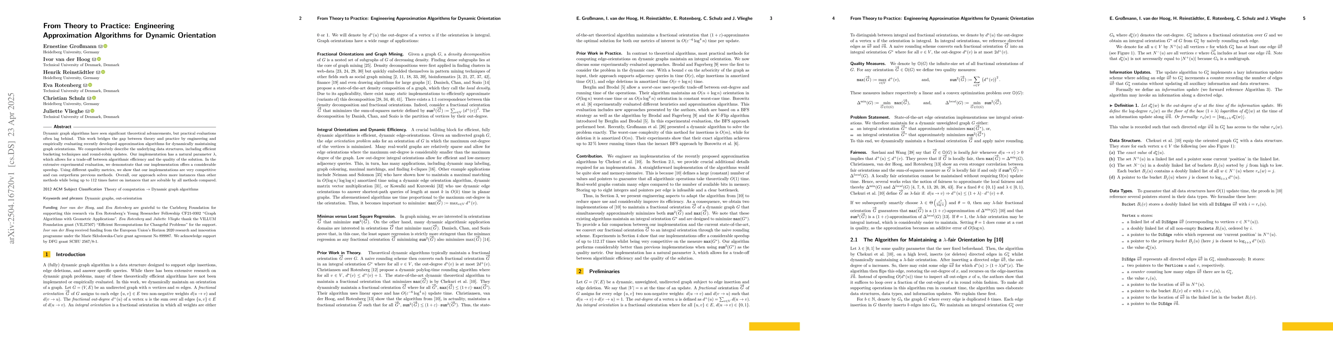 Thumbnail for From Theory to Practice: Engineering Approximation Algorithms for
  Dynamic Orientation