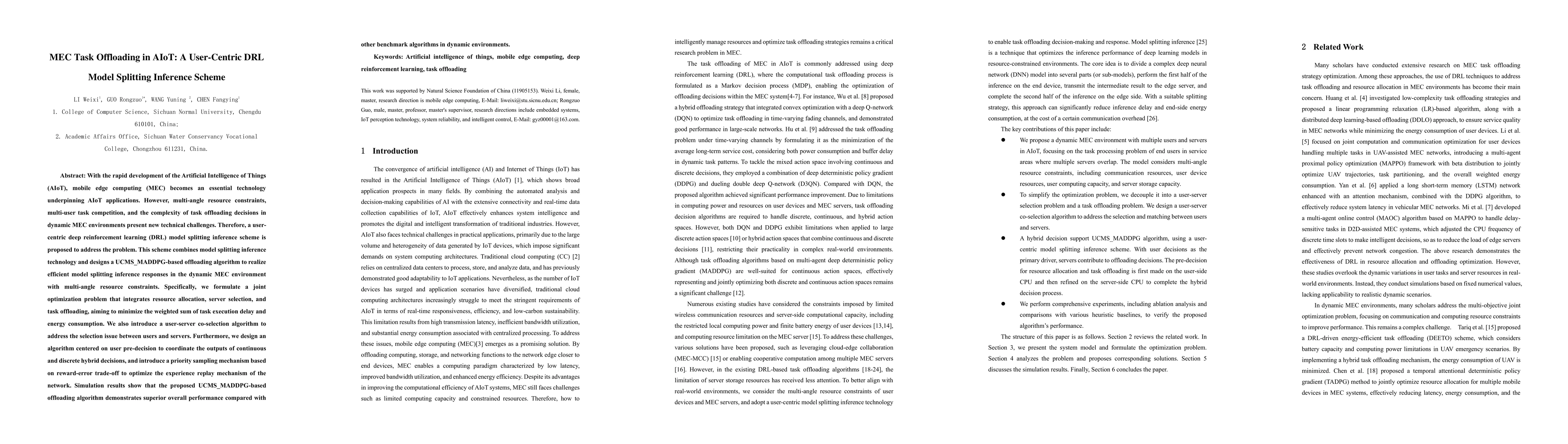 Thumbnail for MEC Task Offloading in AIoT: A User-Centric DRL Model Splitting
  Inference Scheme