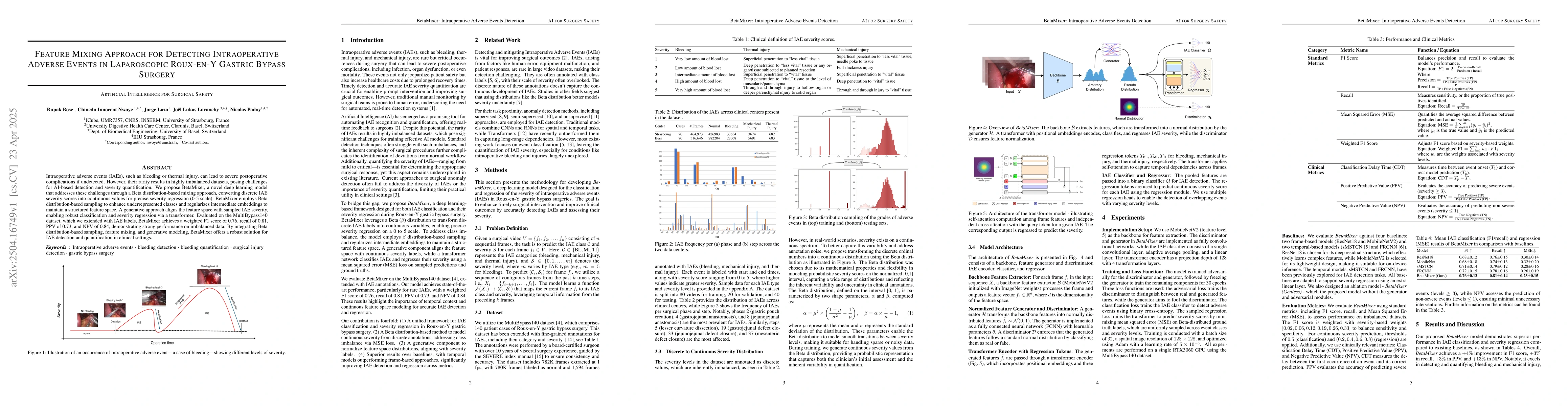 Thumbnail for Feature Mixing Approach for Detecting Intraoperative Adverse Events in
  Laparoscopic Roux-en-Y Gastric Bypass Surgery
