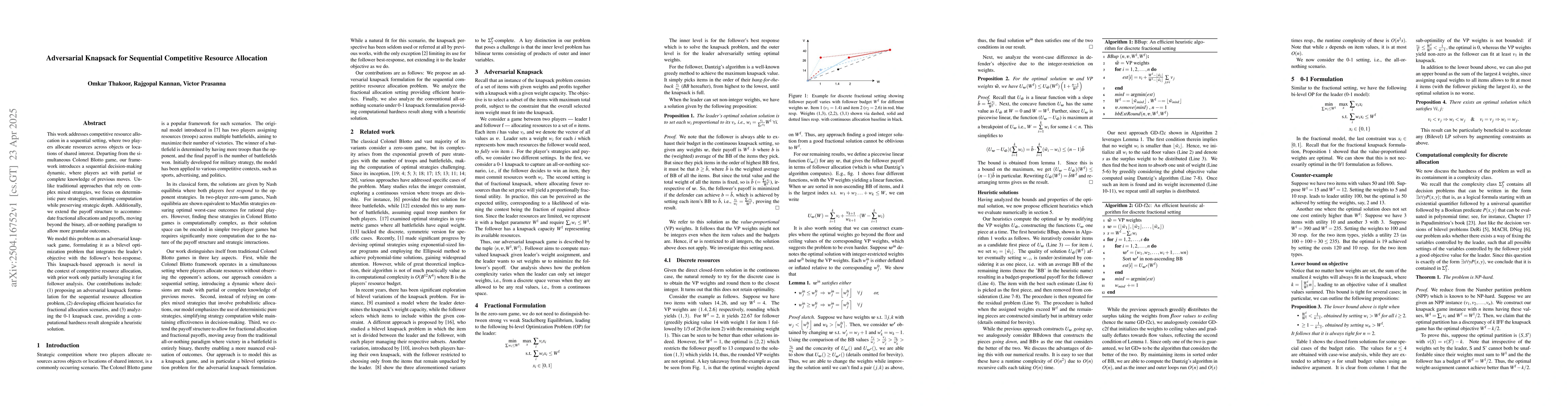 Thumbnail for Adversarial Knapsack for Sequential Competitive Resource Allocation