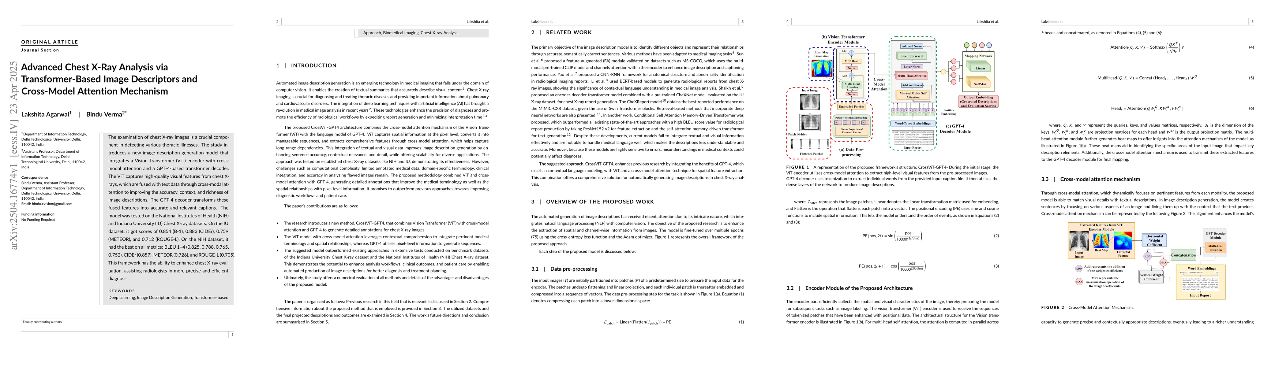 Thumbnail for Advanced Chest X-Ray Analysis via Transformer-Based Image Descriptors
  and Cross-Model Attention Mechanism