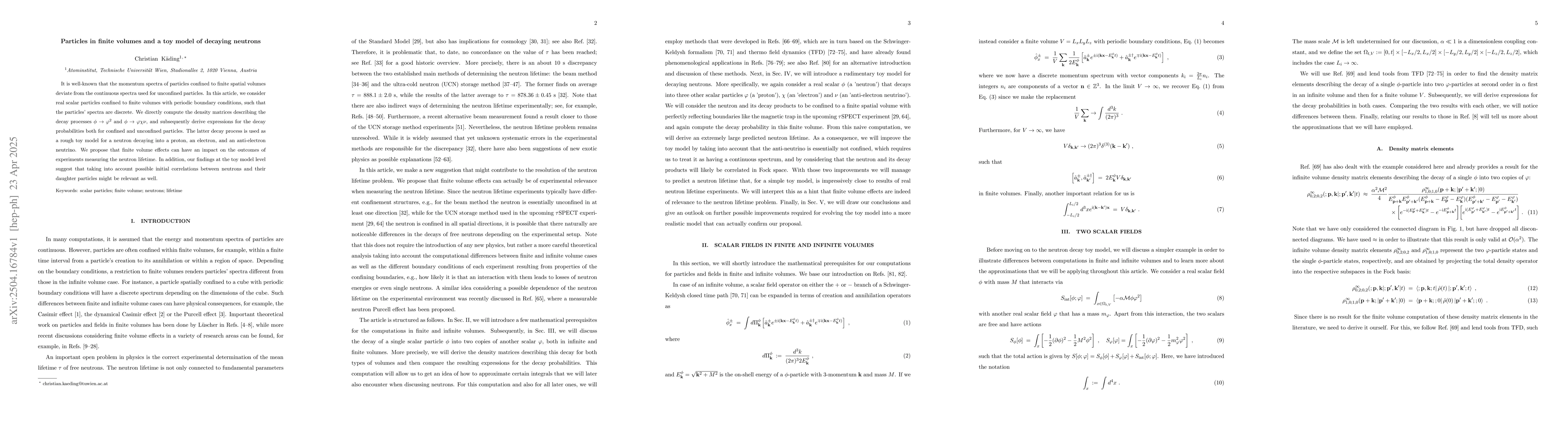 Thumbnail for Particles in finite volumes and a toy model of decaying neutrons