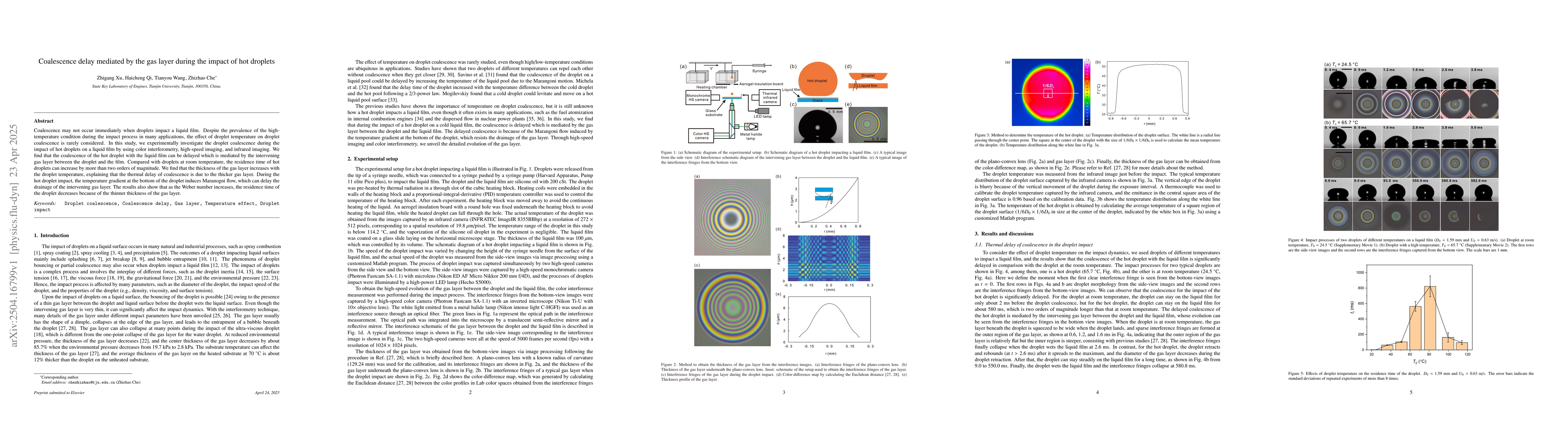 Thumbnail for Coalescence delay mediated by the gas layer during the impact of hot
  droplets