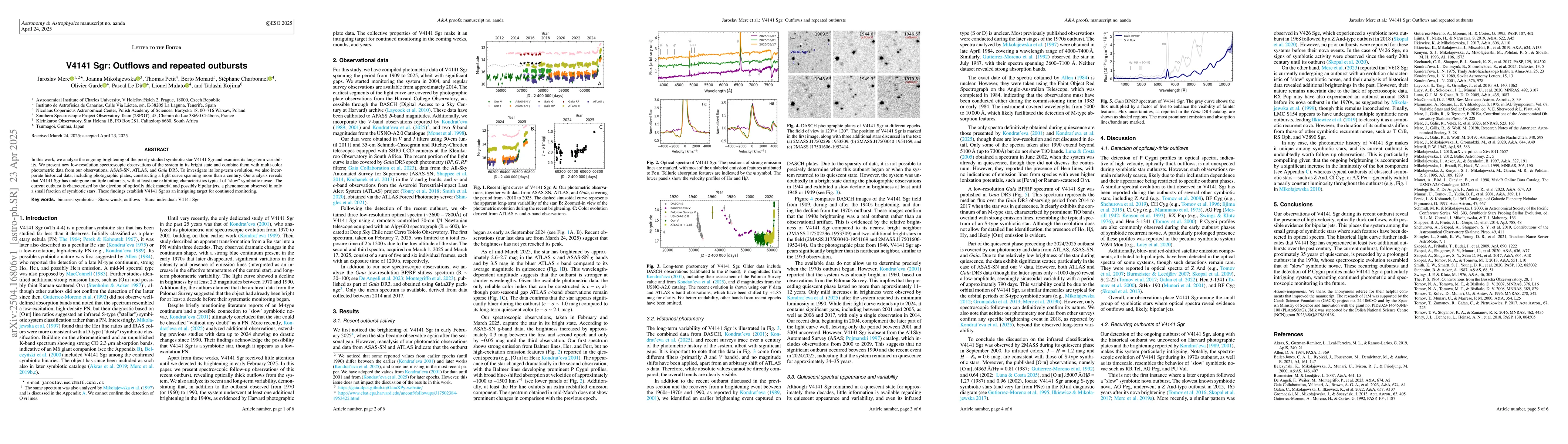 Thumbnail for V4141 Sgr: Outflows and repeated outbursts