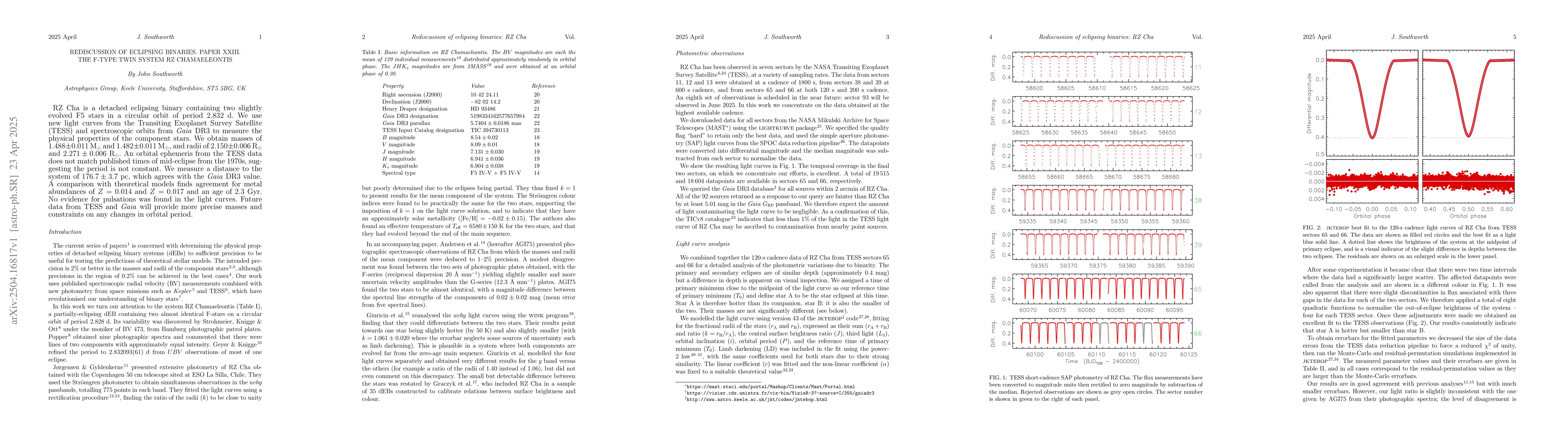 Thumbnail for Rediscussion of eclipsing binaries. Paper XXIII. The F-type twin system
  RZ Chamaeleontis
