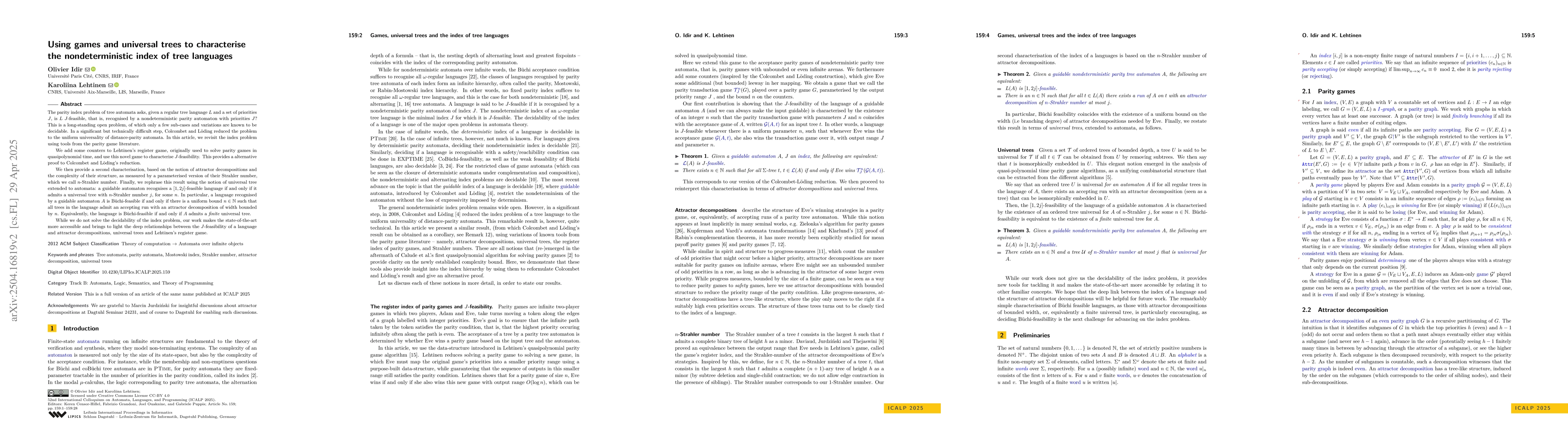 Thumbnail for Using games and universal trees to characterise the nondeterministic
  index of tree languages