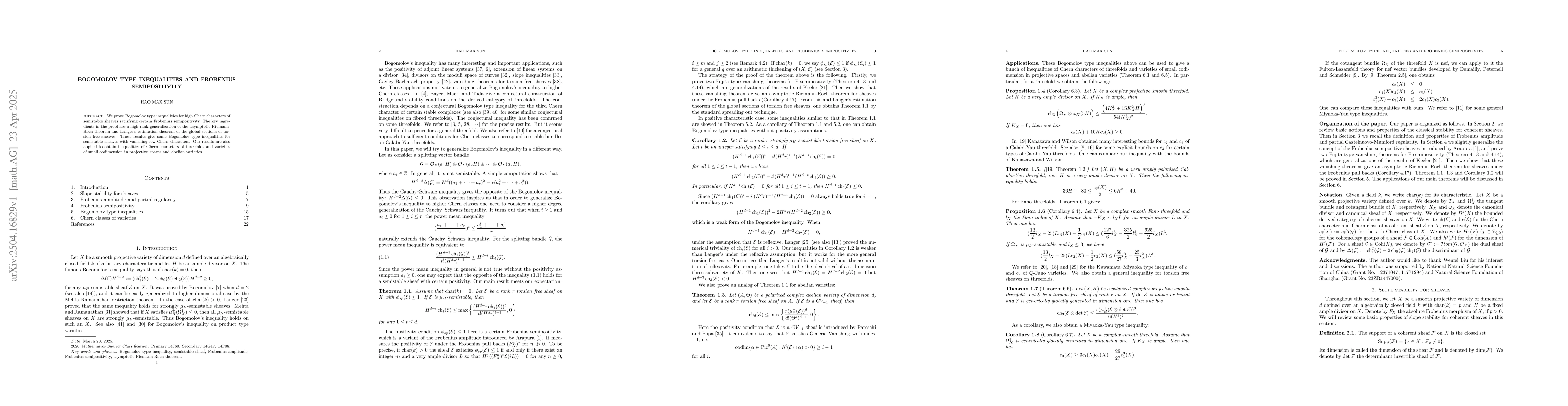 Thumbnail for Bogomolov type inequalities and Frobenius semipositivity