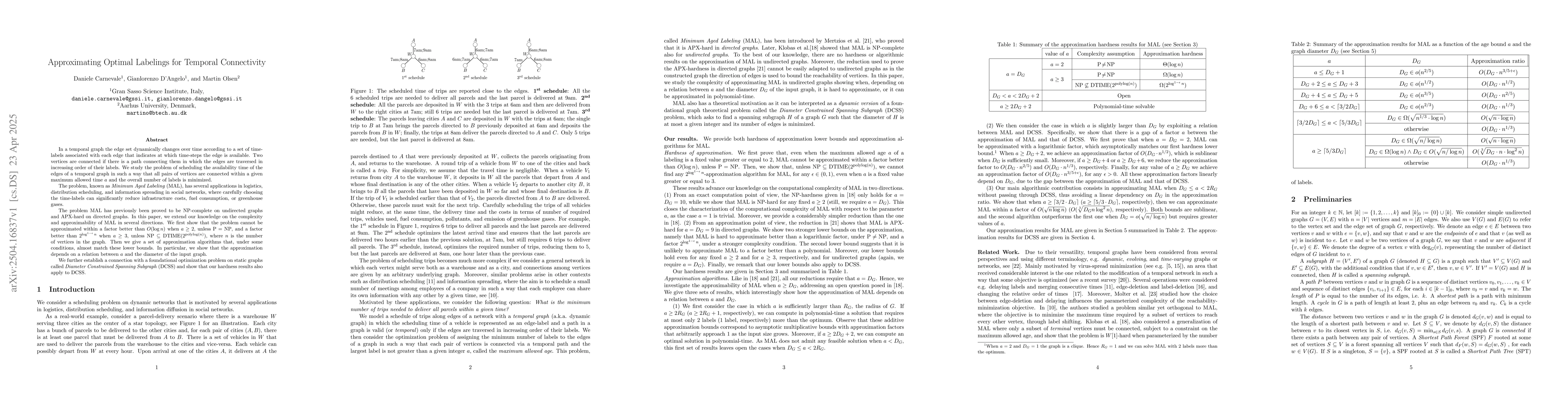 Thumbnail for Approximating Optimal Labelings for Temporal Connectivity