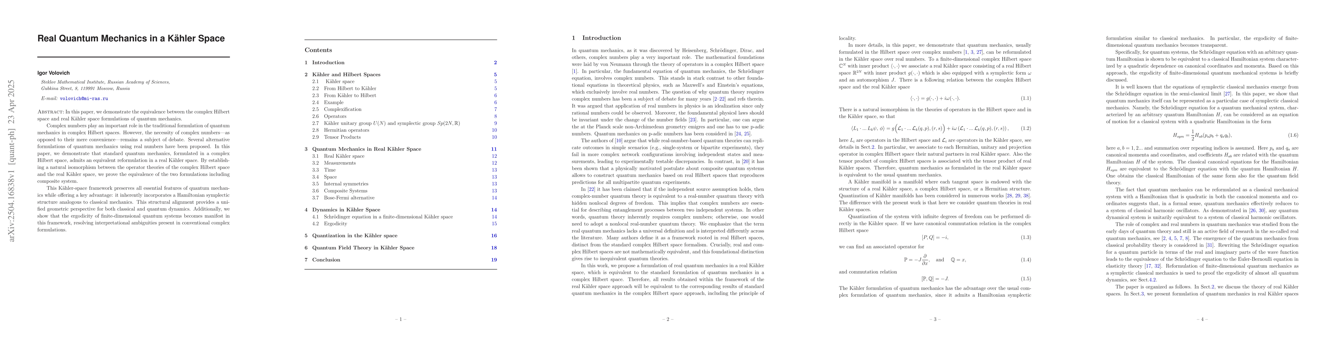 Thumbnail for Real Quantum Mechanics in a Kahler Space