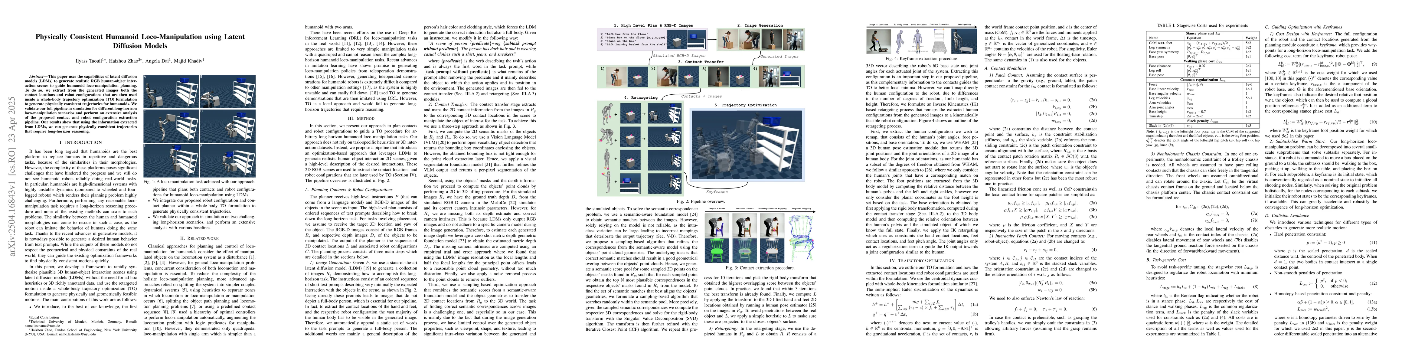 Thumbnail for Physically Consistent Humanoid Loco-Manipulation using Latent Diffusion
  Models