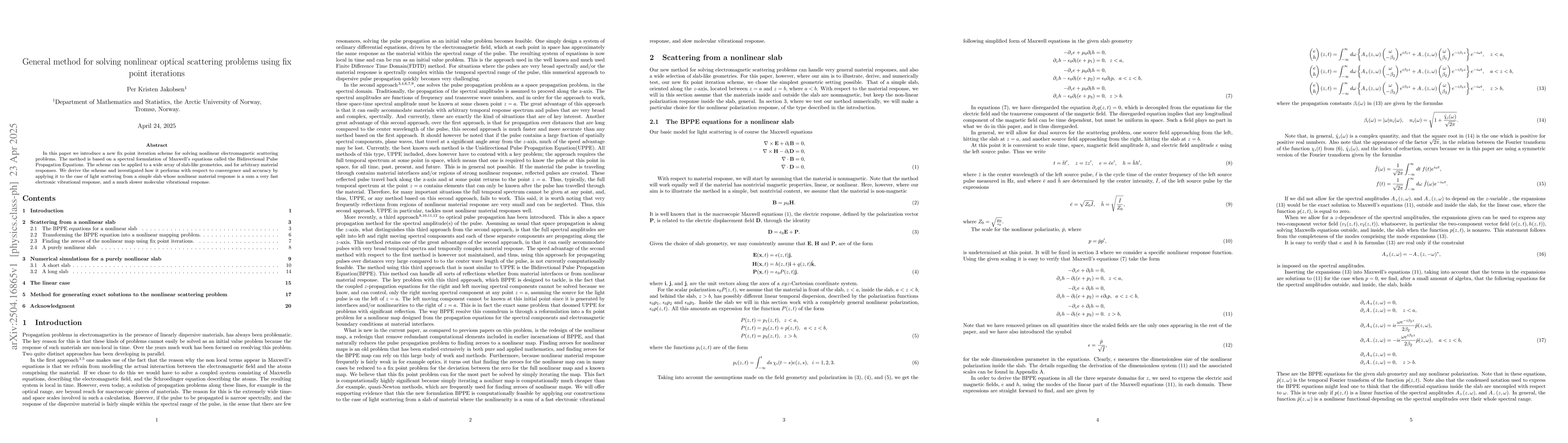 Thumbnail for General method for solving nonlinear optical scattering problems using
  fix point iterations