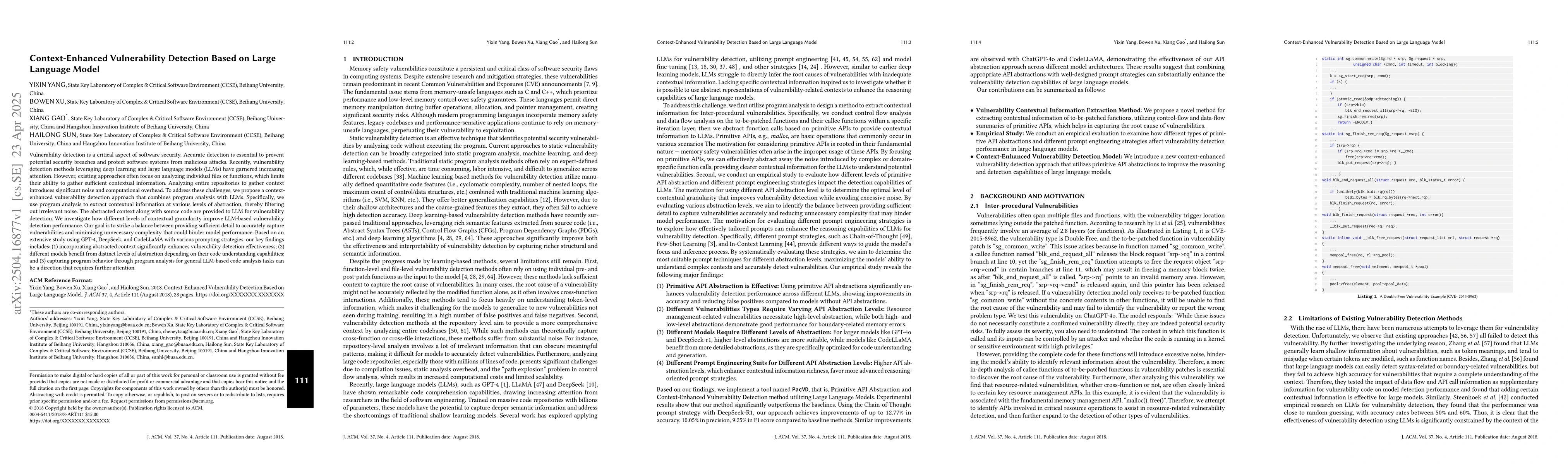 Thumbnail for Context-Enhanced Vulnerability Detection Based on Large Language Model