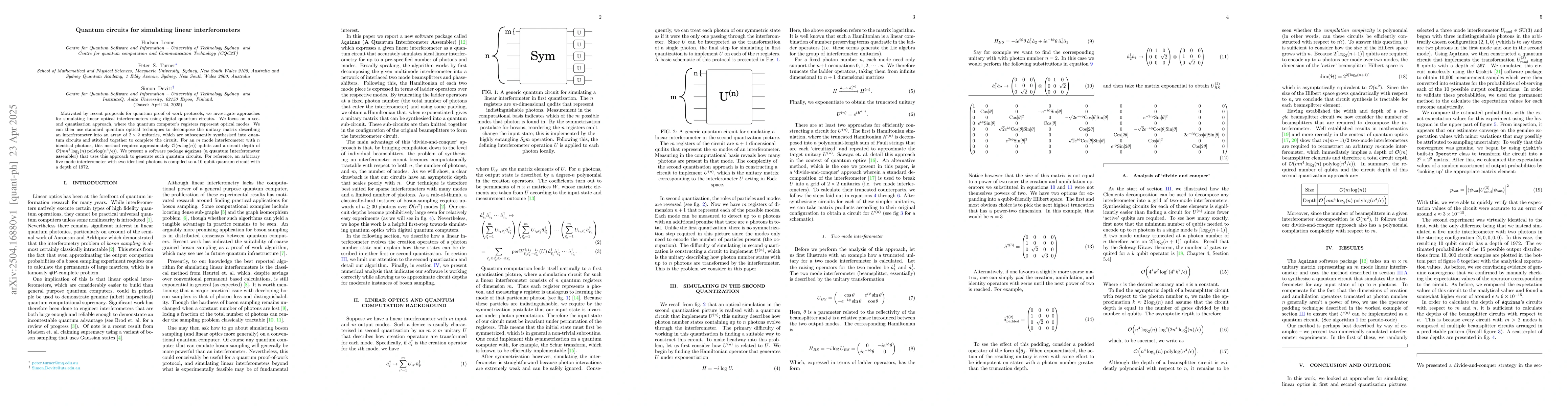 Thumbnail for Quantum circuits for simulating linear interferometers