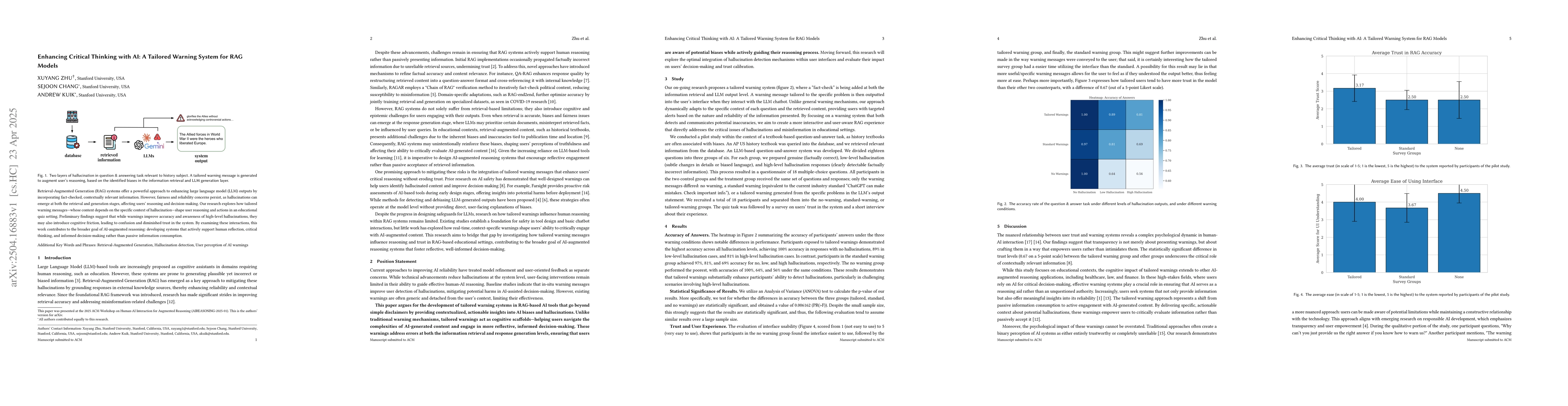 Thumbnail for Enhancing Critical Thinking with AI: A Tailored Warning System for RAG
  Models