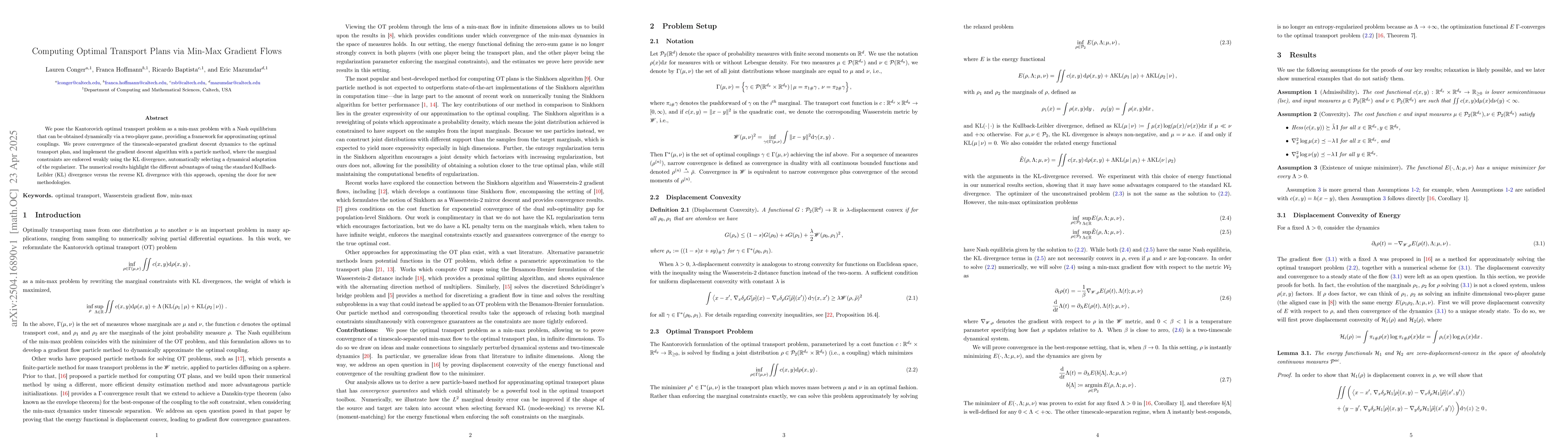 Thumbnail for Computing Optimal Transport Plans via Min-Max Gradient Flows