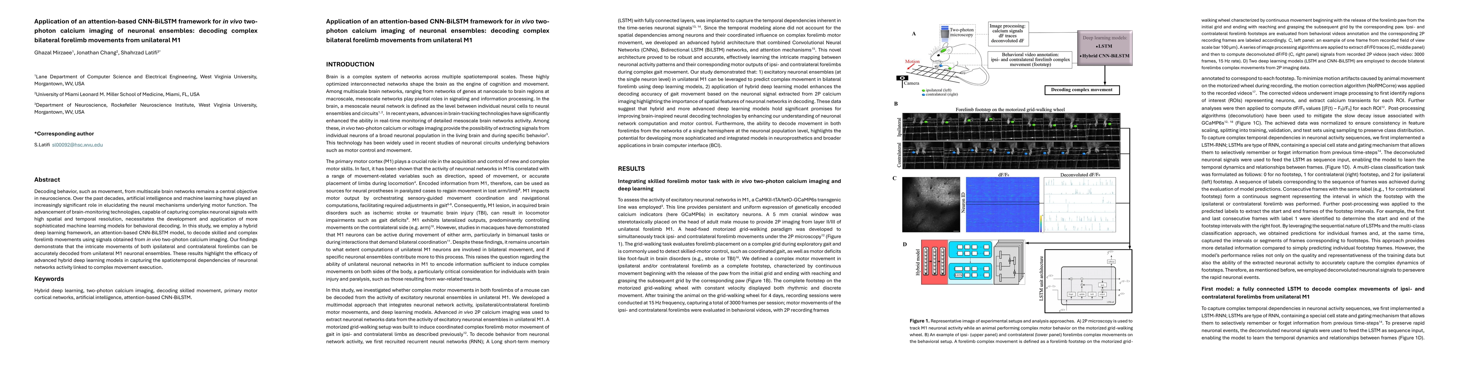 Thumbnail for Application of an attention-based CNN-BiLSTM framework for in vivo
  two-photon calcium imaging of neuronal ensembles: decoding complex bilateral
  forelimb movements from unilateral M1