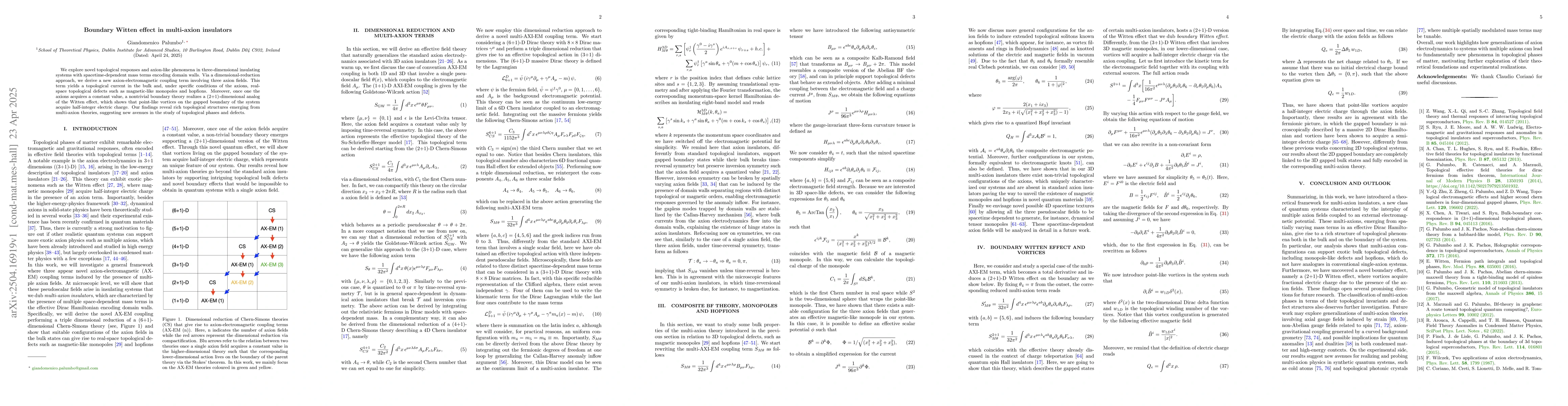 Thumbnail for Boundary Witten effect in multi-axion insulators