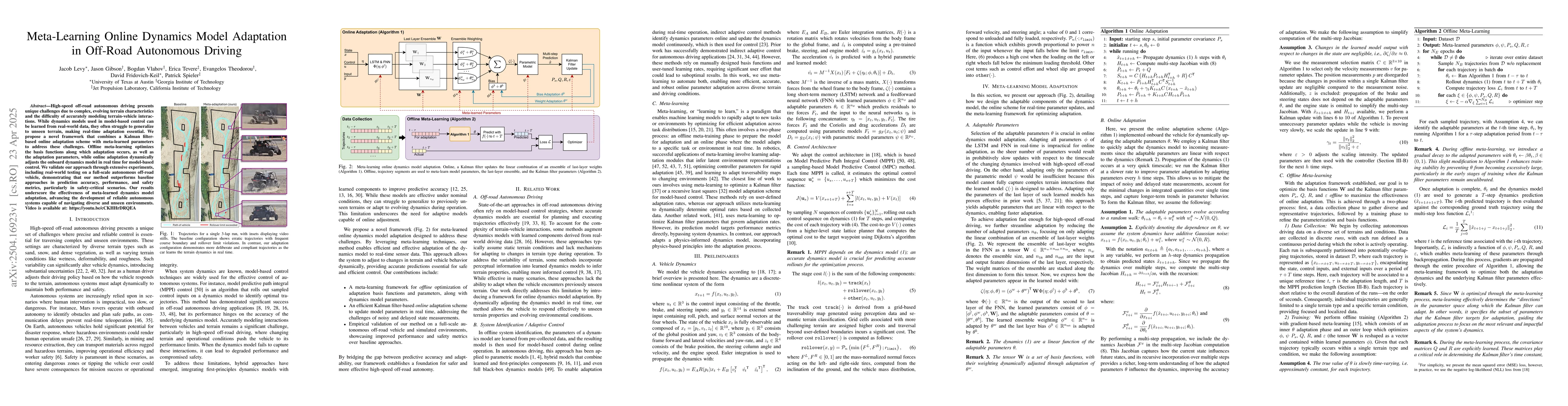 Thumbnail for Meta-Learning Online Dynamics Model Adaptation in Off-Road Autonomous
  Driving