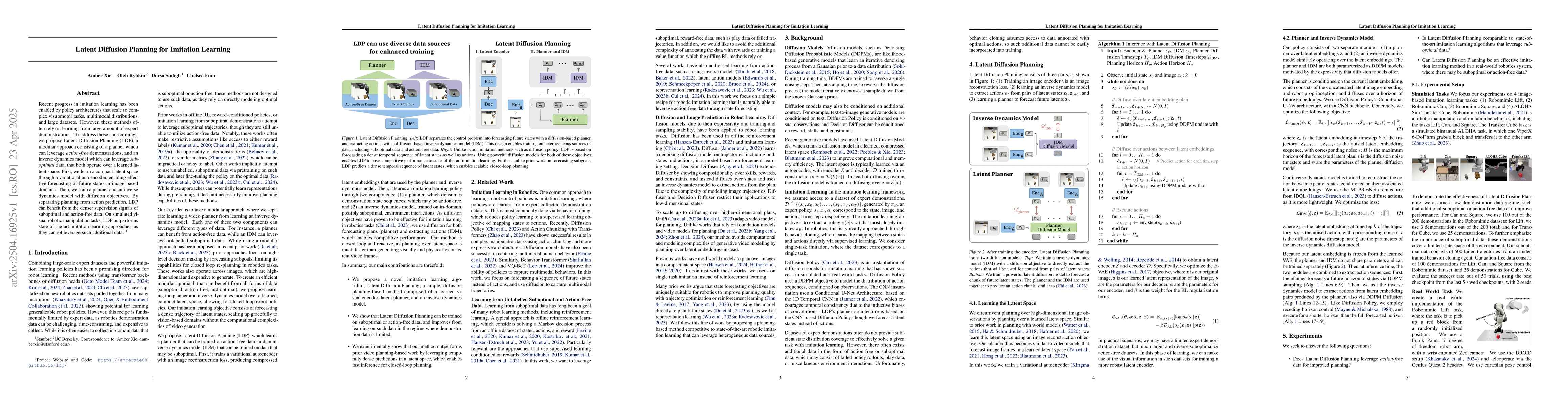 Thumbnail for Latent Diffusion Planning for Imitation Learning