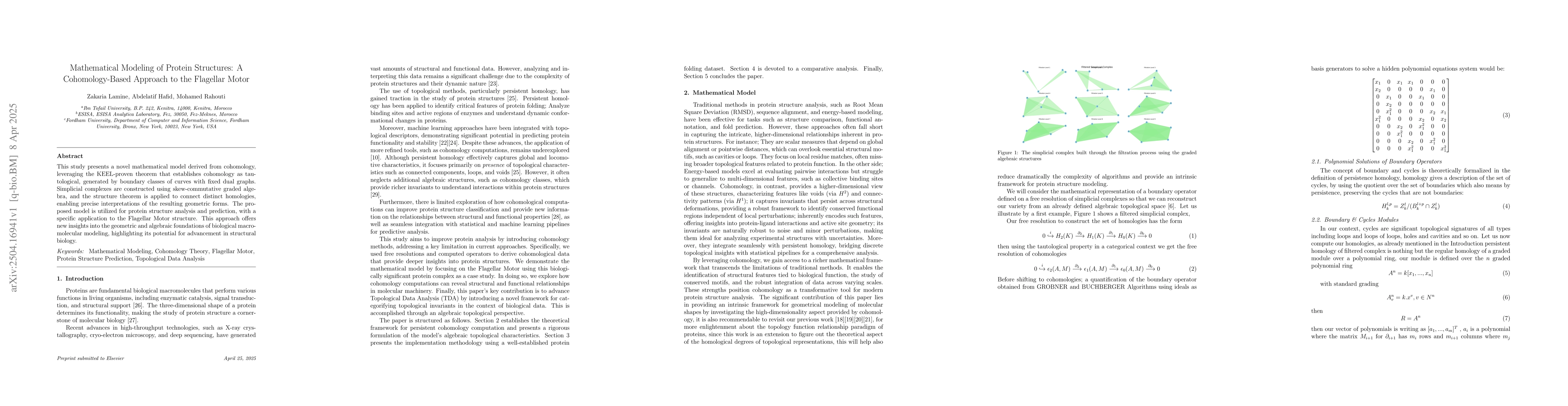 Thumbnail for Mathematical Modeling of Protein Structures: A Cohomology-Based Approach
  to the Flagellar Motor