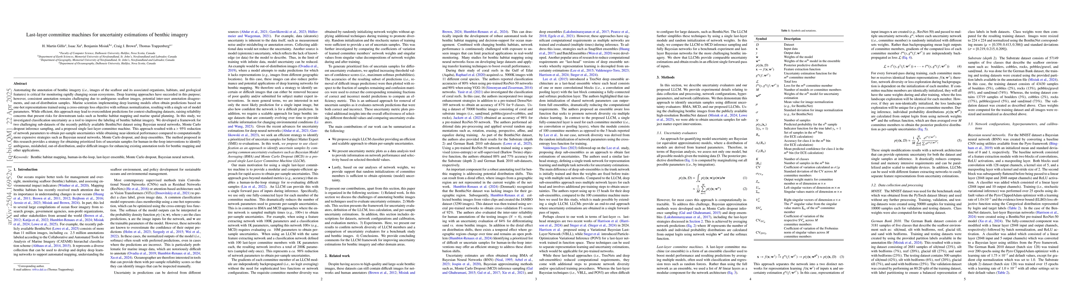 Thumbnail for Last-layer committee machines for uncertainty estimations of benthic
  imagery