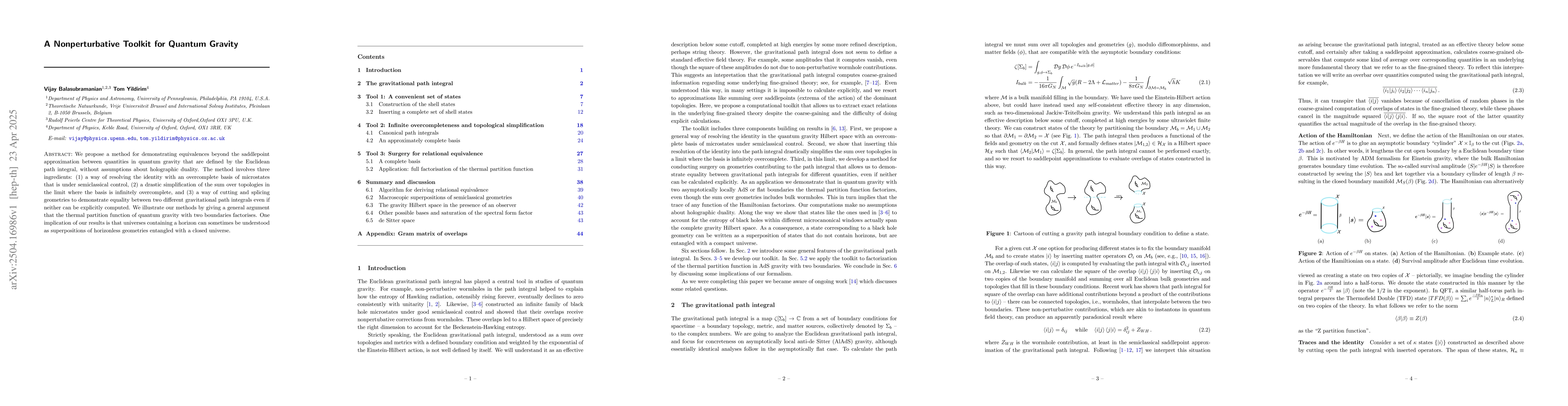 Thumbnail for A Nonperturbative Toolkit for Quantum Gravity
