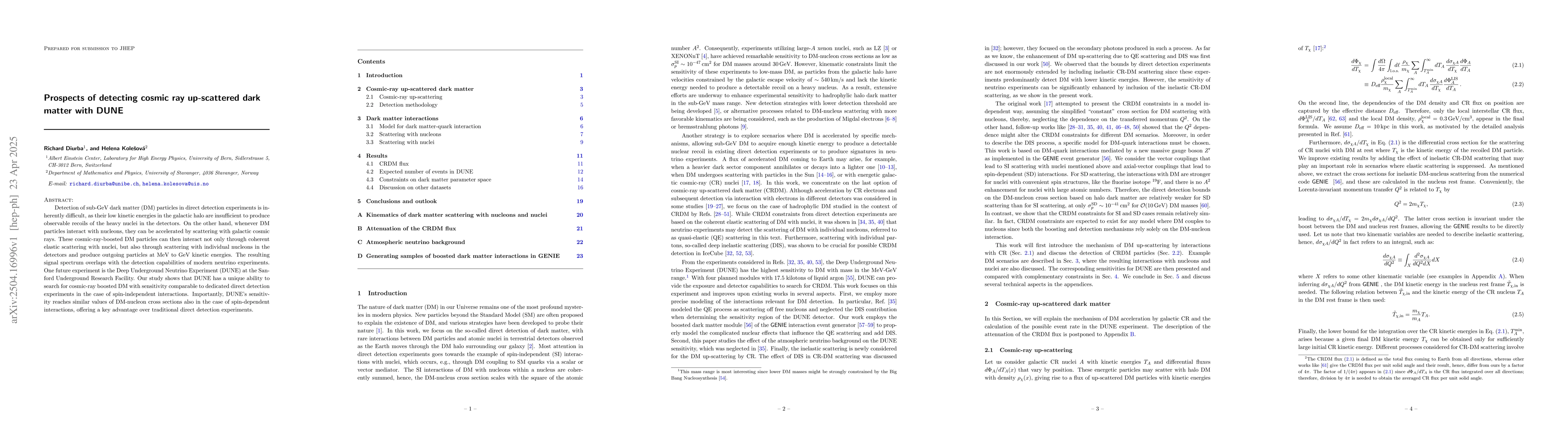 Thumbnail for Prospects of detecting cosmic ray up-scattered dark matter with DUNE