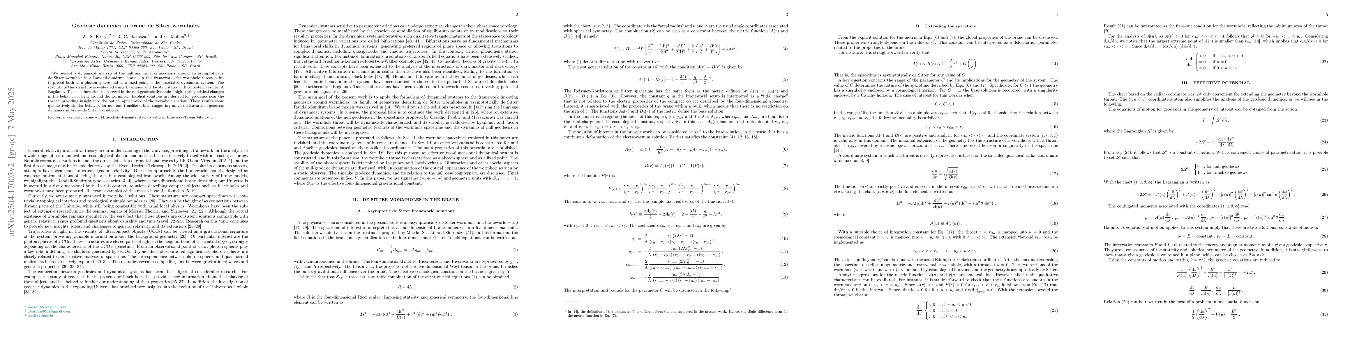 Thumbnail for Geodesic dynamics in brane-de Sitter wormholes