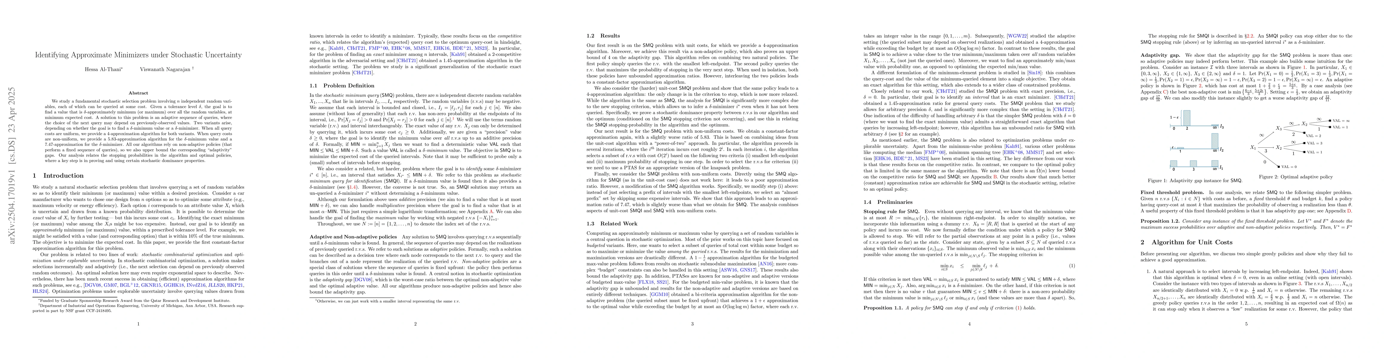 Thumbnail for Identifying Approximate Minimizers under Stochastic Uncertainty