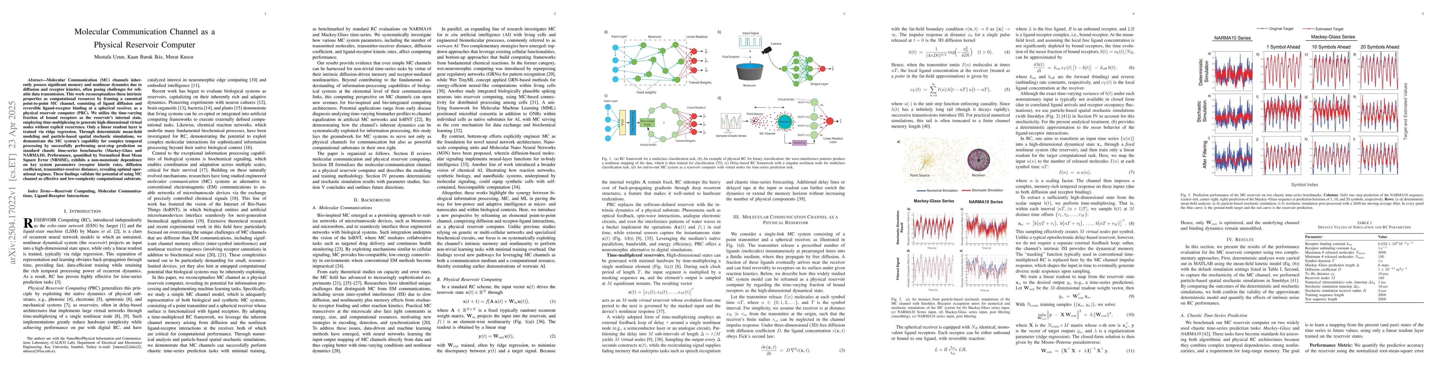 Thumbnail for Molecular Communication Channel as a Physical Reservoir Computer