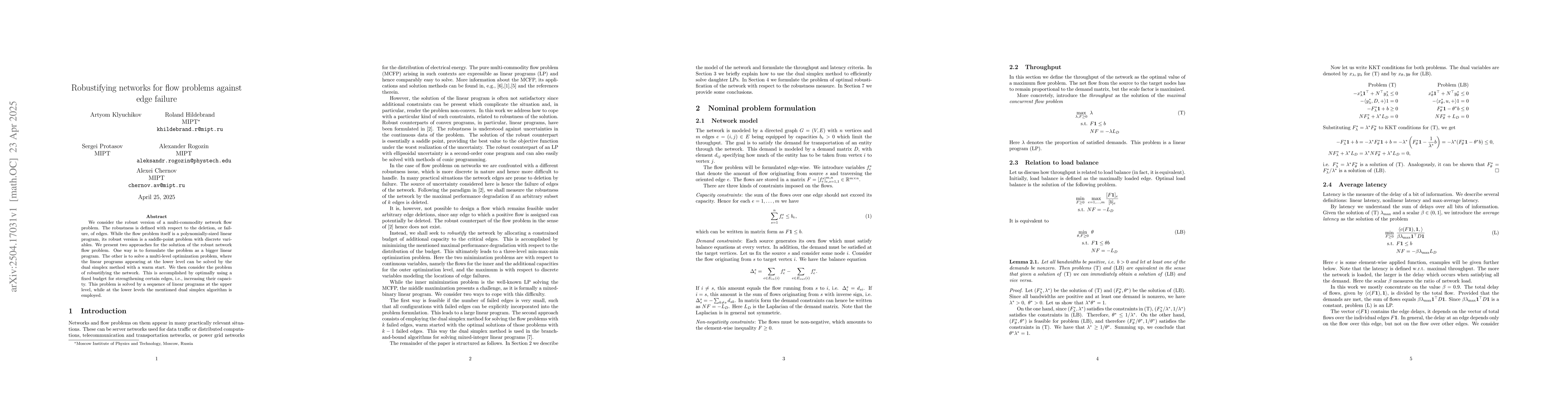 Thumbnail for Robustifying networks for flow problems against edge failure
