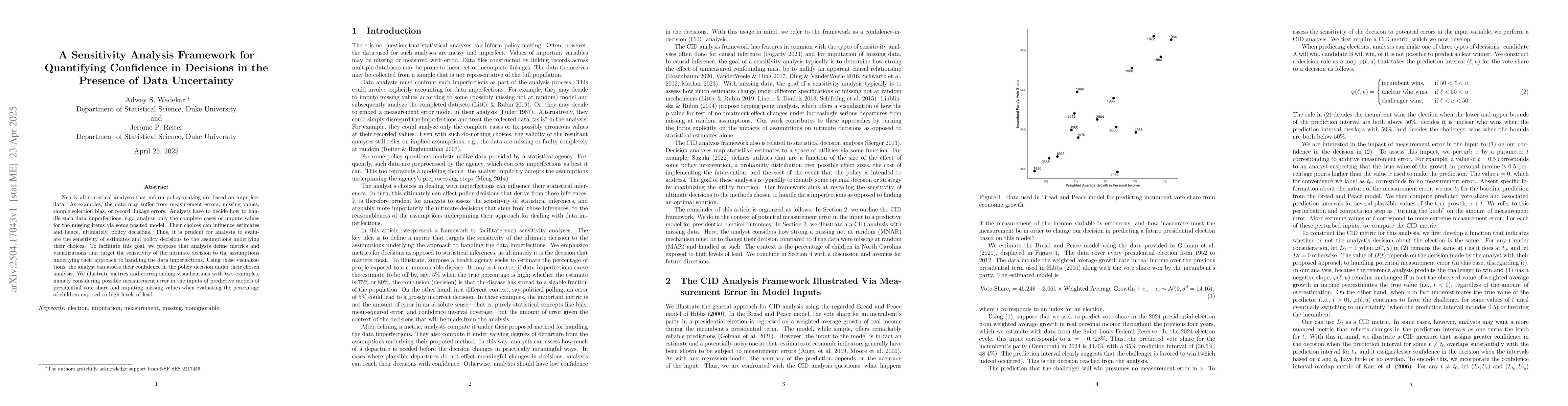 Thumbnail for A Sensitivity Analysis Framework for Quantifying Confidence in Decisions
  in the Presence of Data Uncertainty