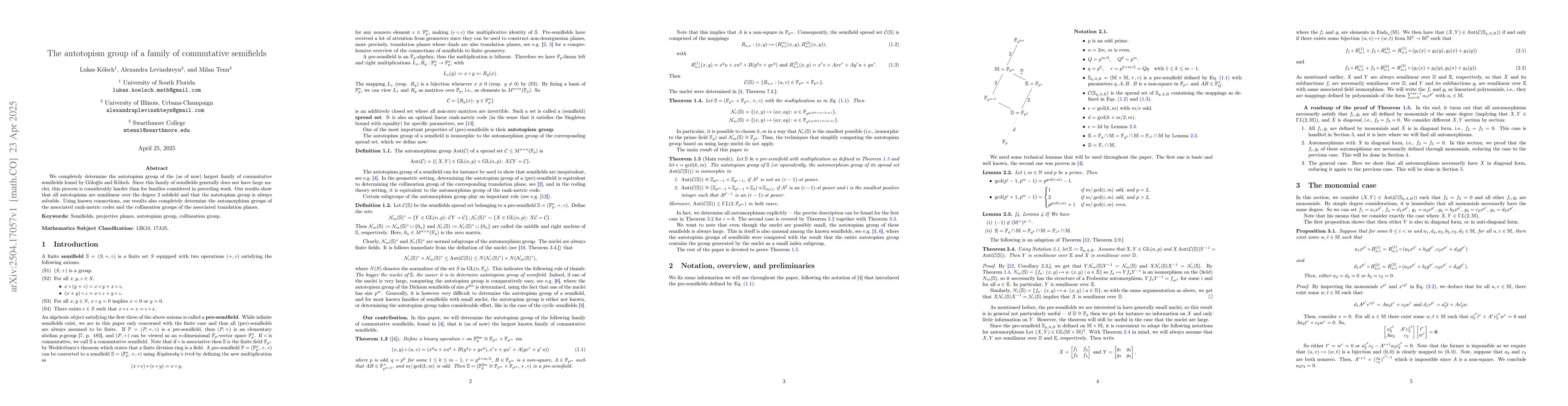 Thumbnail for The autotopism group of a family of commutative semifields