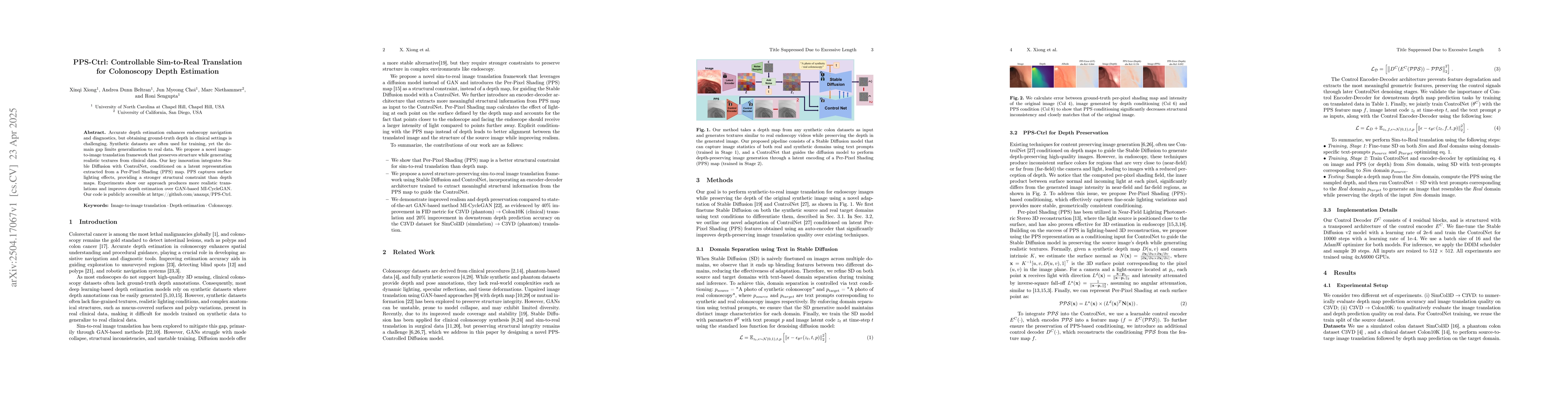 Thumbnail for PPS-Ctrl: Controllable Sim-to-Real Translation for Colonoscopy Depth
  Estimation