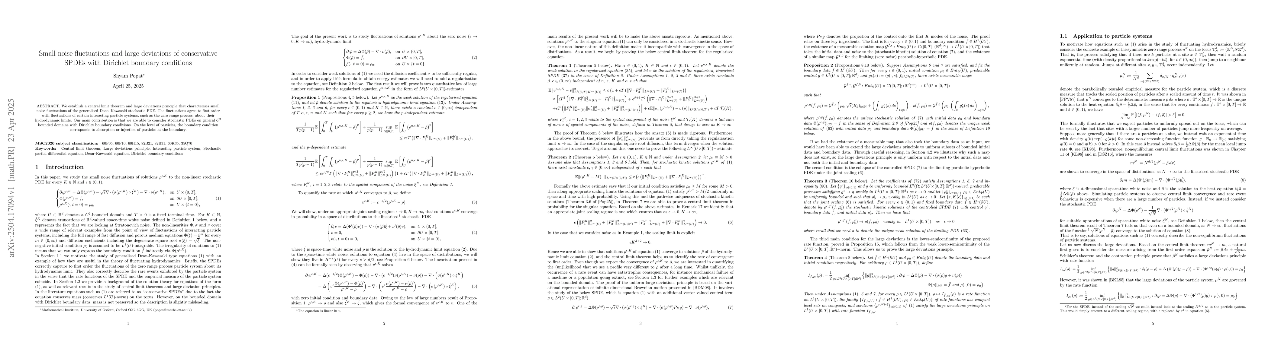 Thumbnail for Small noise fluctuations and large deviations of conservative SPDEs with
  Dirichlet boundary conditions