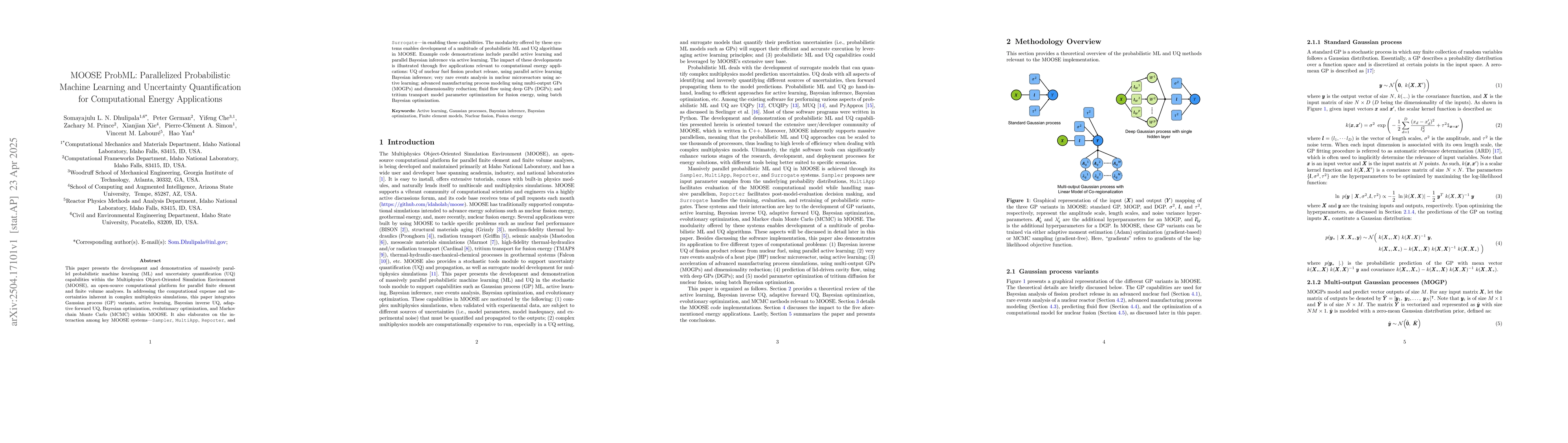 Thumbnail for MOOSE ProbML: Parallelized Probabilistic Machine Learning and
  Uncertainty Quantification for Computational Energy Applications