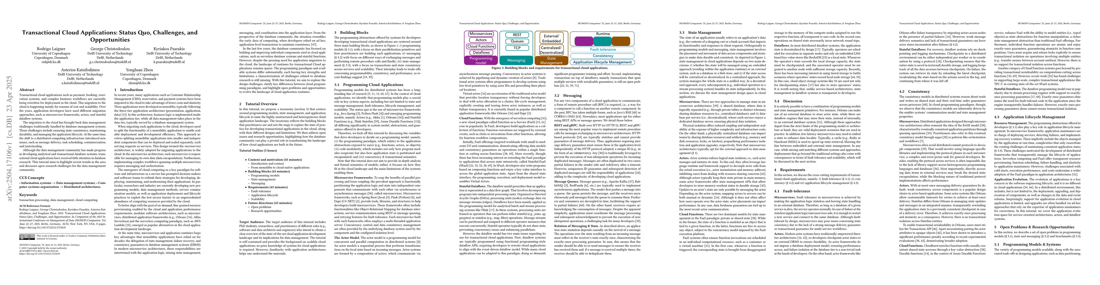 Thumbnail for Transactional Cloud Applications: Status Quo, Challenges, and
  Opportunities