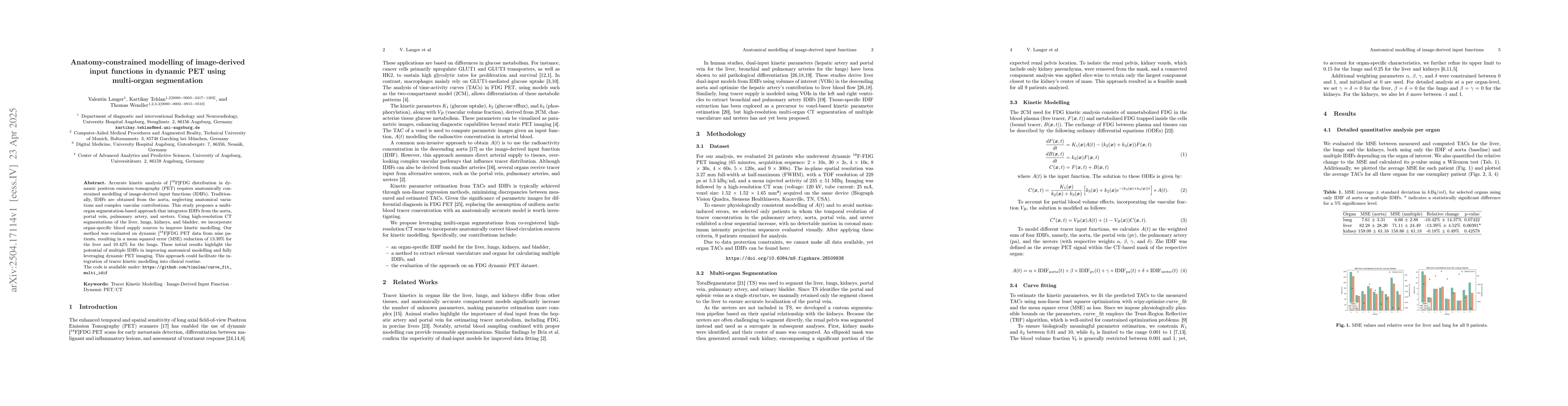 Thumbnail for Anatomy-constrained modelling of image-derived input functions in
  dynamic PET using multi-organ segmentation