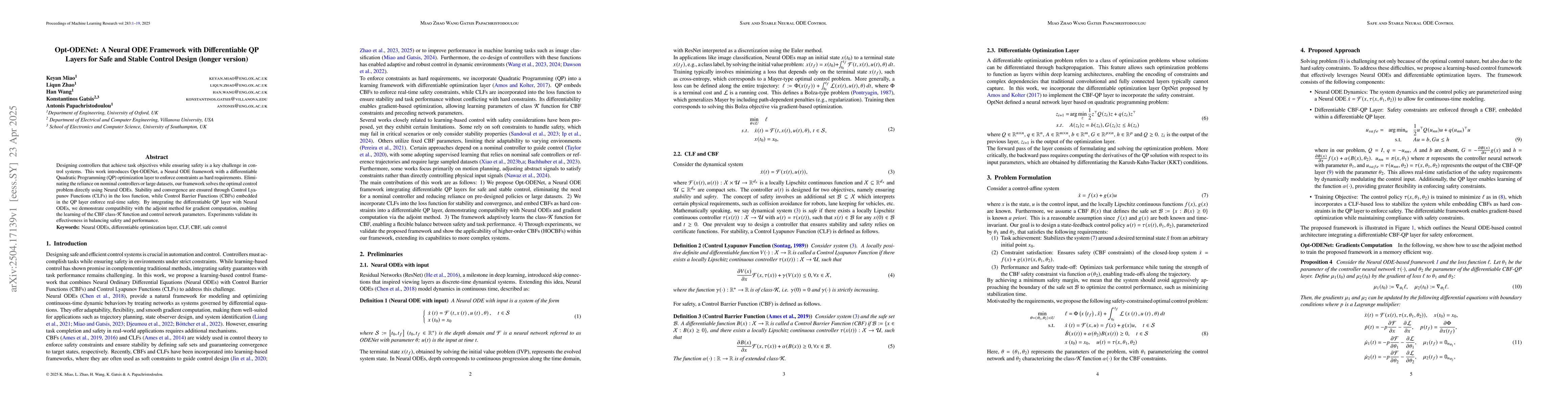 Thumbnail for Opt-ODENet: A Neural ODE Framework with Differentiable QP Layers for
  Safe and Stable Control Design (longer version)