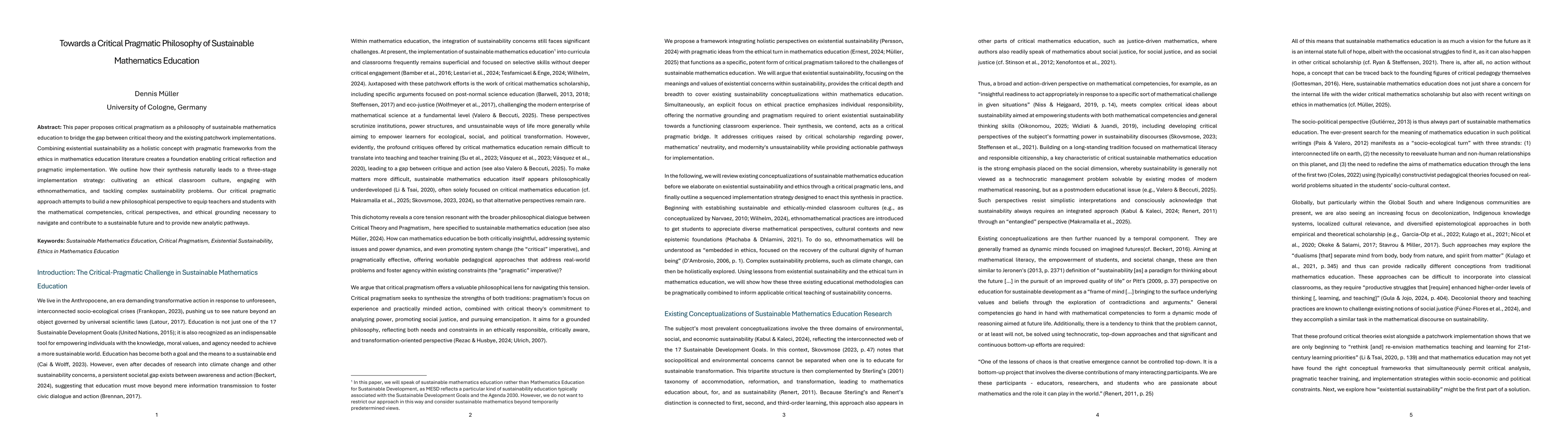 Thumbnail for Towards a Critical Pragmatic Philosophy of Sustainable Mathematics
  Education