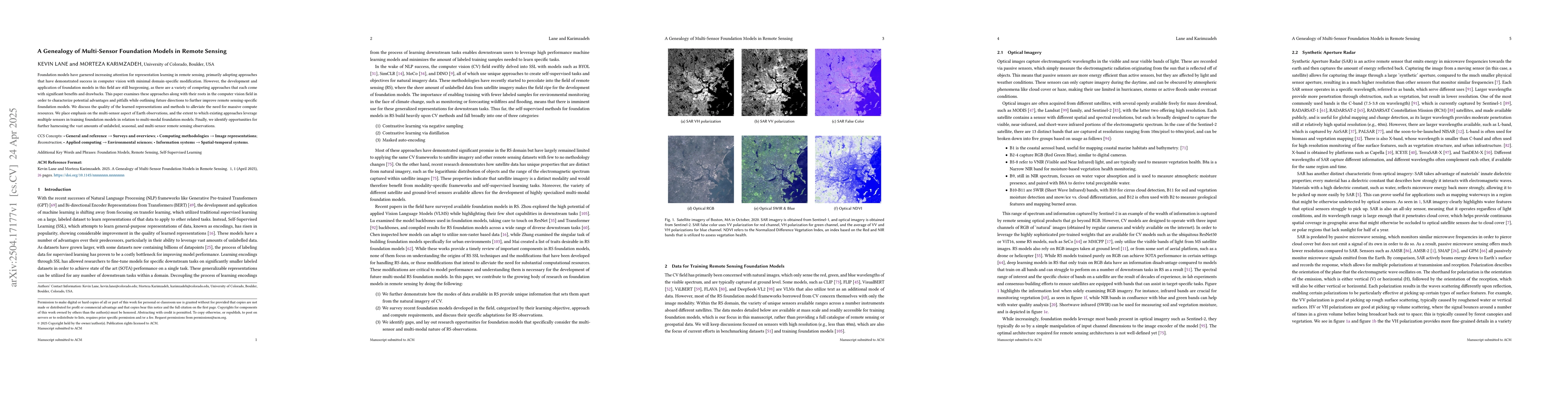 Thumbnail for A Genealogy of Multi-Sensor Foundation Models in Remote Sensing