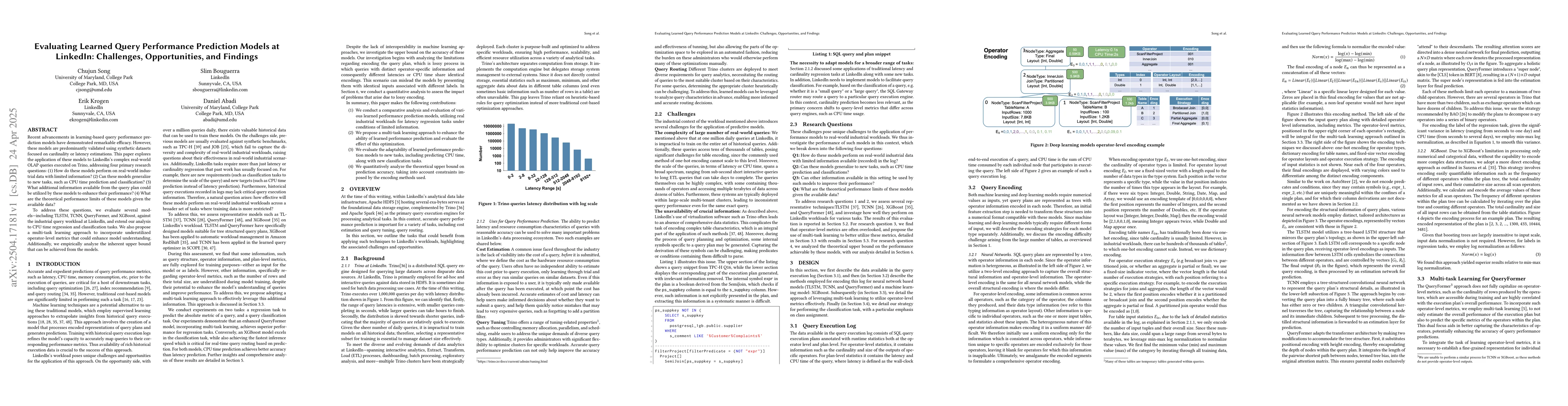 Thumbnail for Evaluating Learned Query Performance Prediction Models at LinkedIn:
  Challenges, Opportunities, and Findings