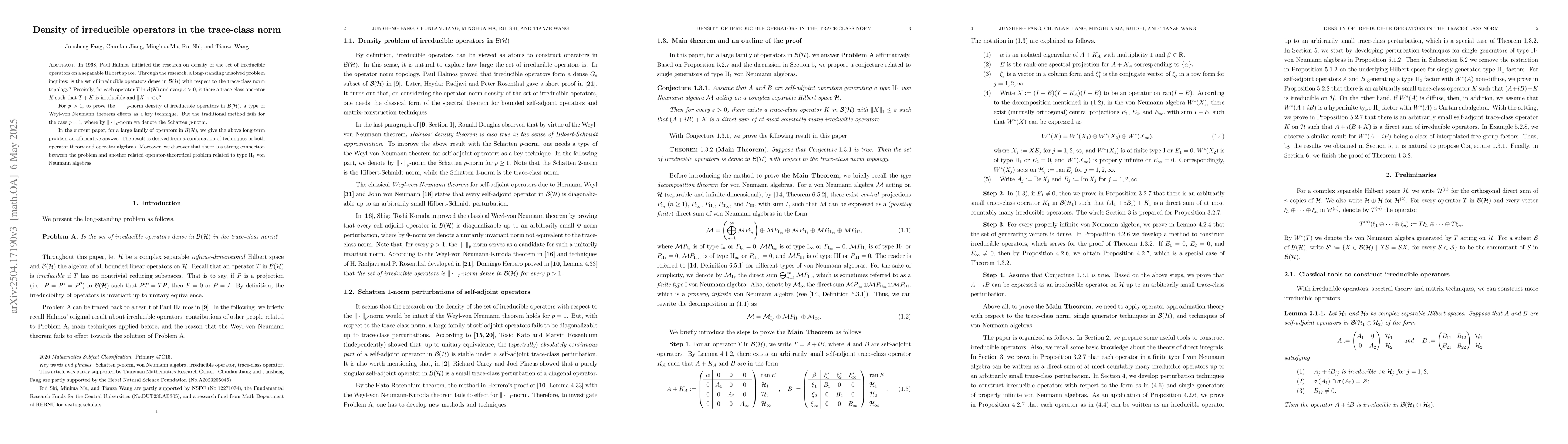 Thumbnail for Density of irreducible operators in the trace-class norm