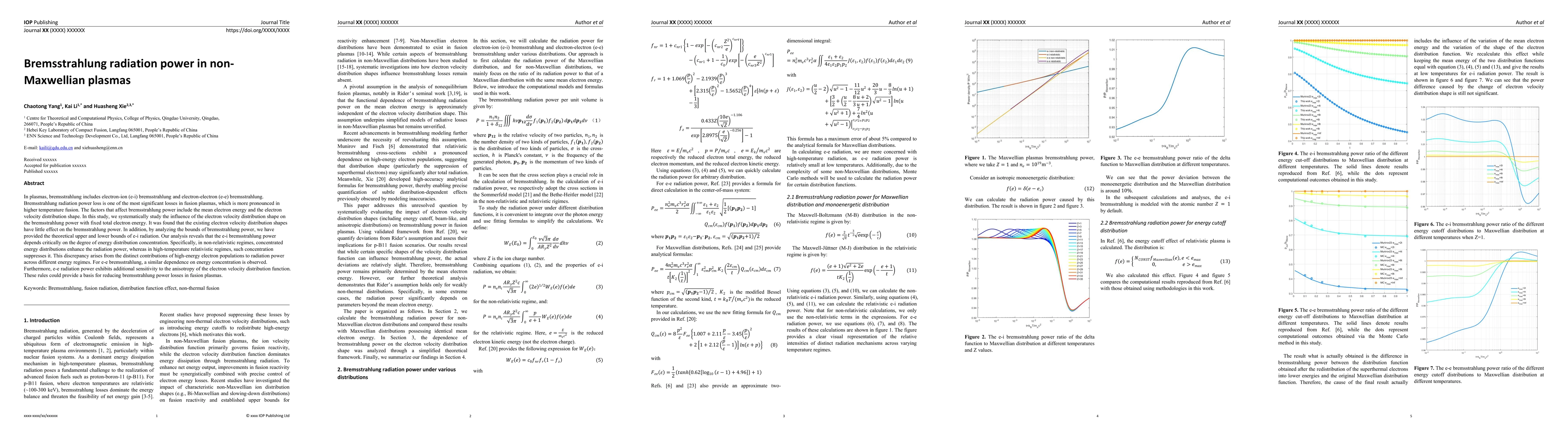 Thumbnail for Bremsstrahlung radiation power in non-Maxwellian plasmas