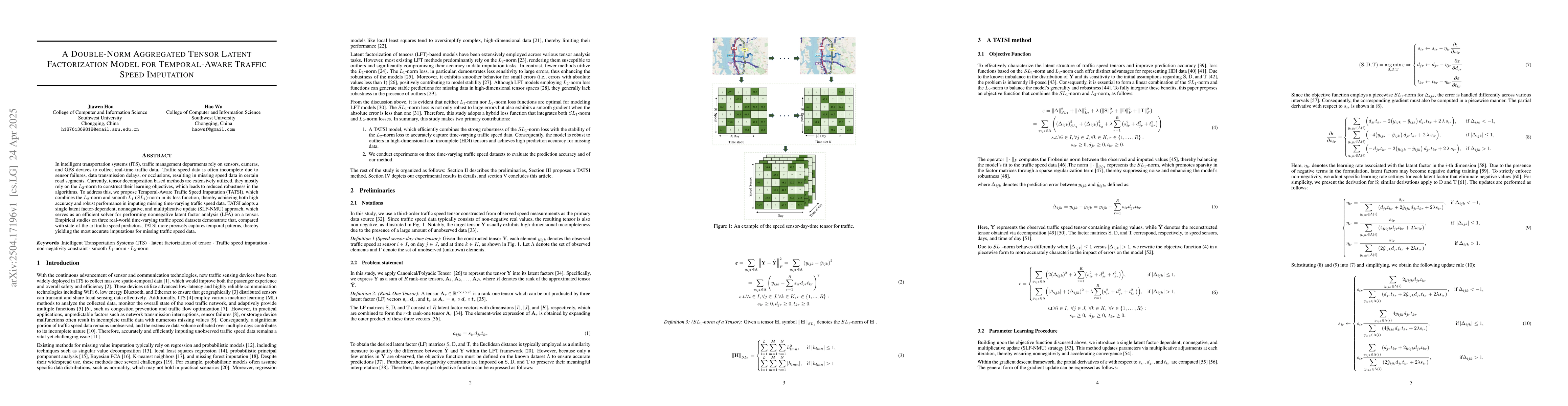 Thumbnail for A Double-Norm Aggregated Tensor Latent Factorization Model for
  Temporal-Aware Traffic Speed Imputation