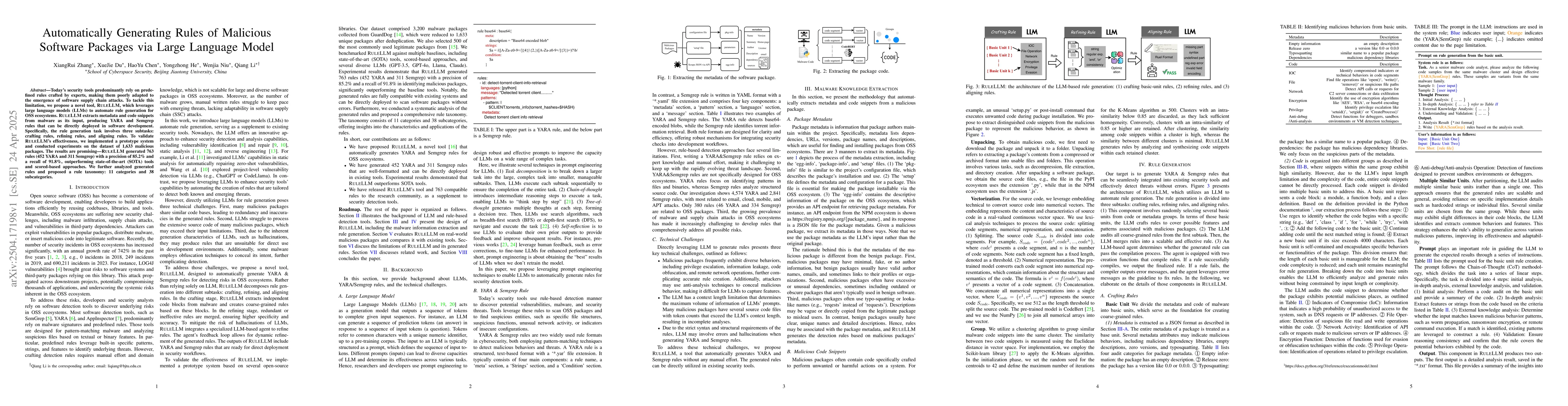 Thumbnail for Automatically Generating Rules of Malicious Software Packages via Large
  Language Model