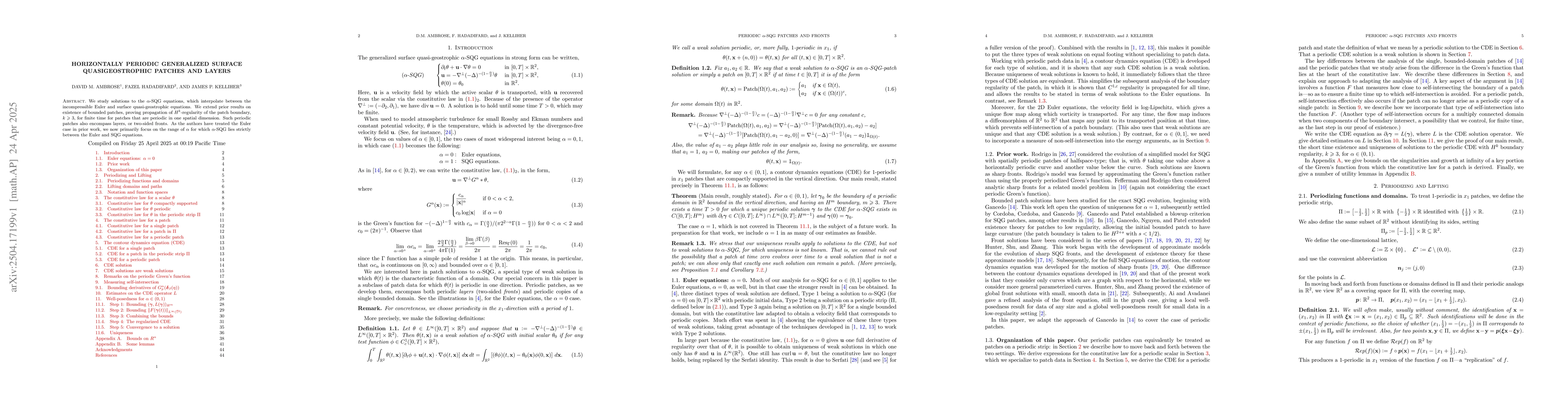 Thumbnail for Horizontally periodic generalized surface quasigeostrophic patches and
  layers