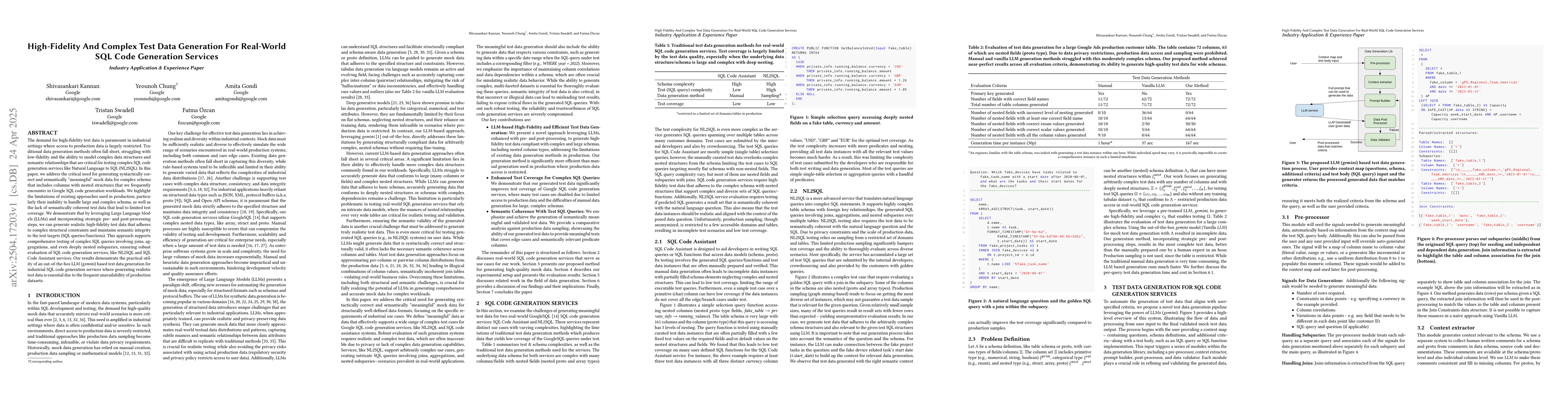 Thumbnail for High-Fidelity And Complex Test Data Generation For Real-World SQL Code
  Generation Services